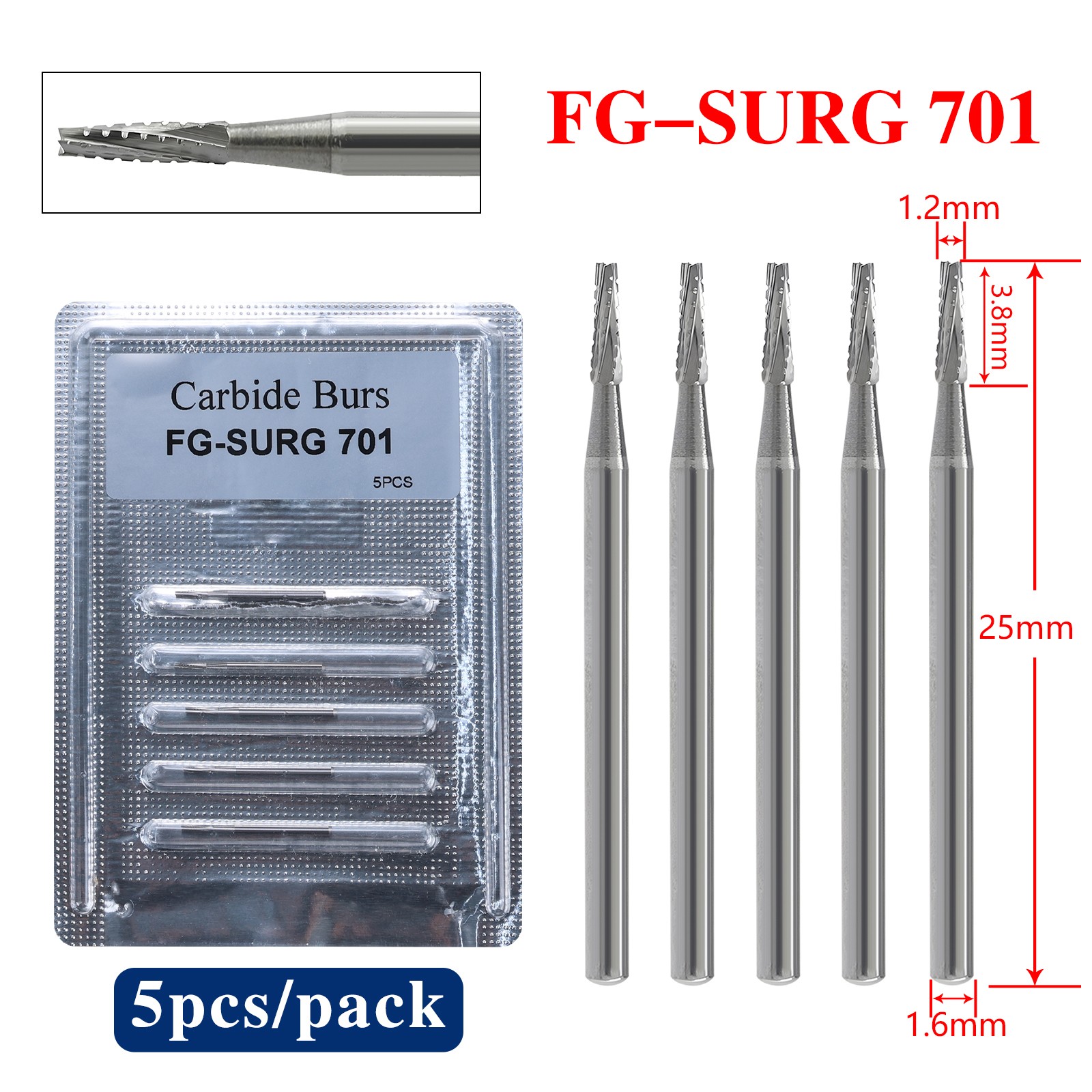 Dental Carbide Burs Surgical Bur 25mm FG SURG 701 for High Speed Handpiece ns