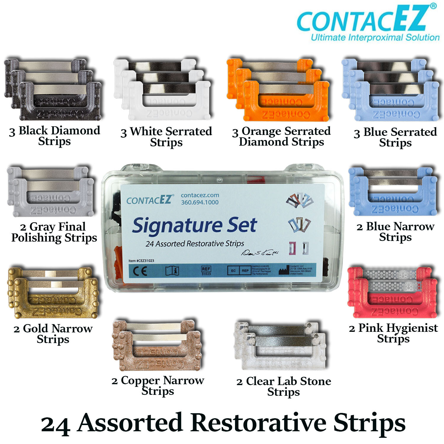 ContacEZ Interproximal Reduction Dental Restorative Orthodontic Strip 24 PCS Set