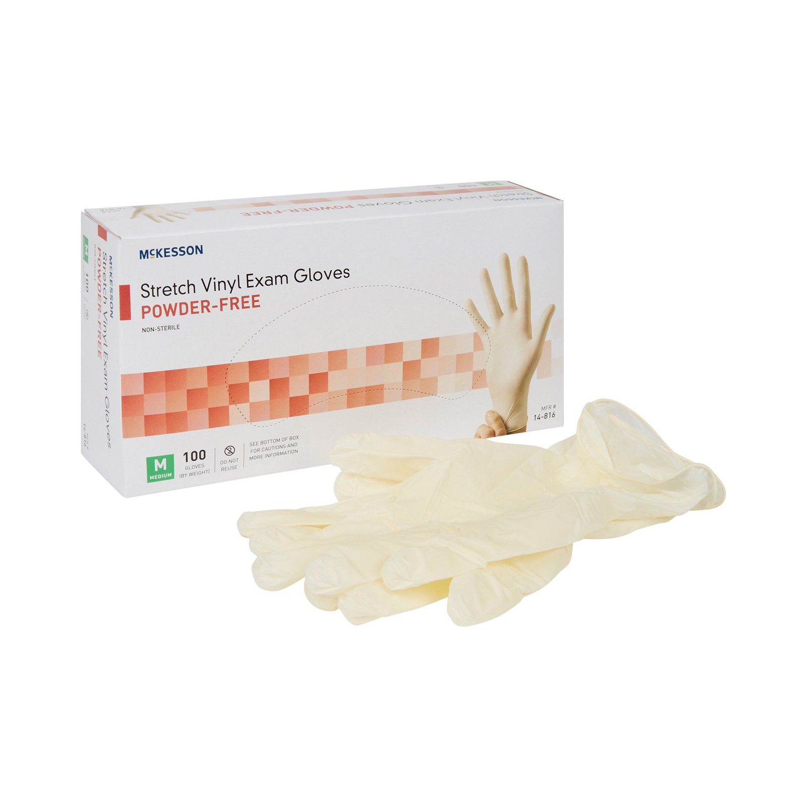 McKesson Stretch Vinyl Exam Glove Standard Cuff Length MEDIUM 1000 per Case