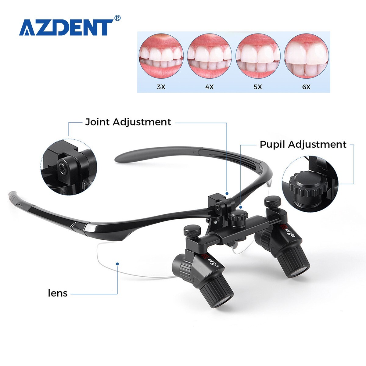 Dental Surgical Ergo Loupes Medical Magnifier Binocular 4.0X /5W LED Headlight
