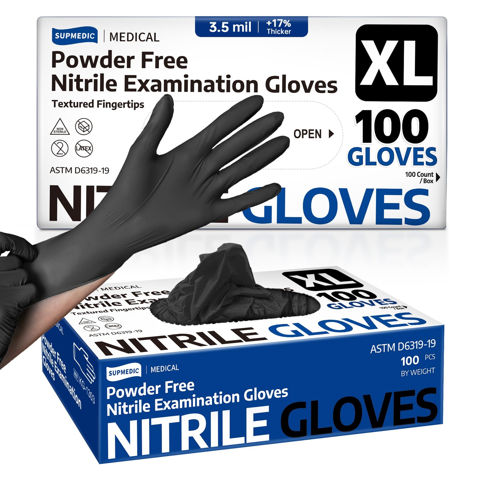 Black Nitrile Disposable Gloves 100 Pcs Latex Free Powder Free Food Safe
