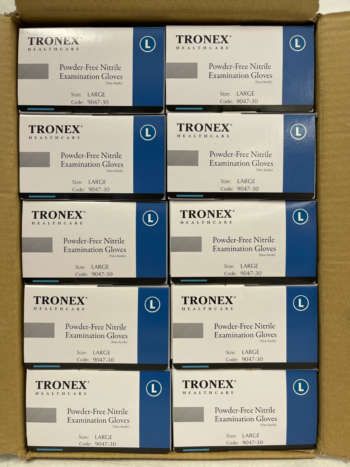 CASE OF 1000 Tronex Powder-Free Nitrile Exam Gloves Size L Black 9047-30