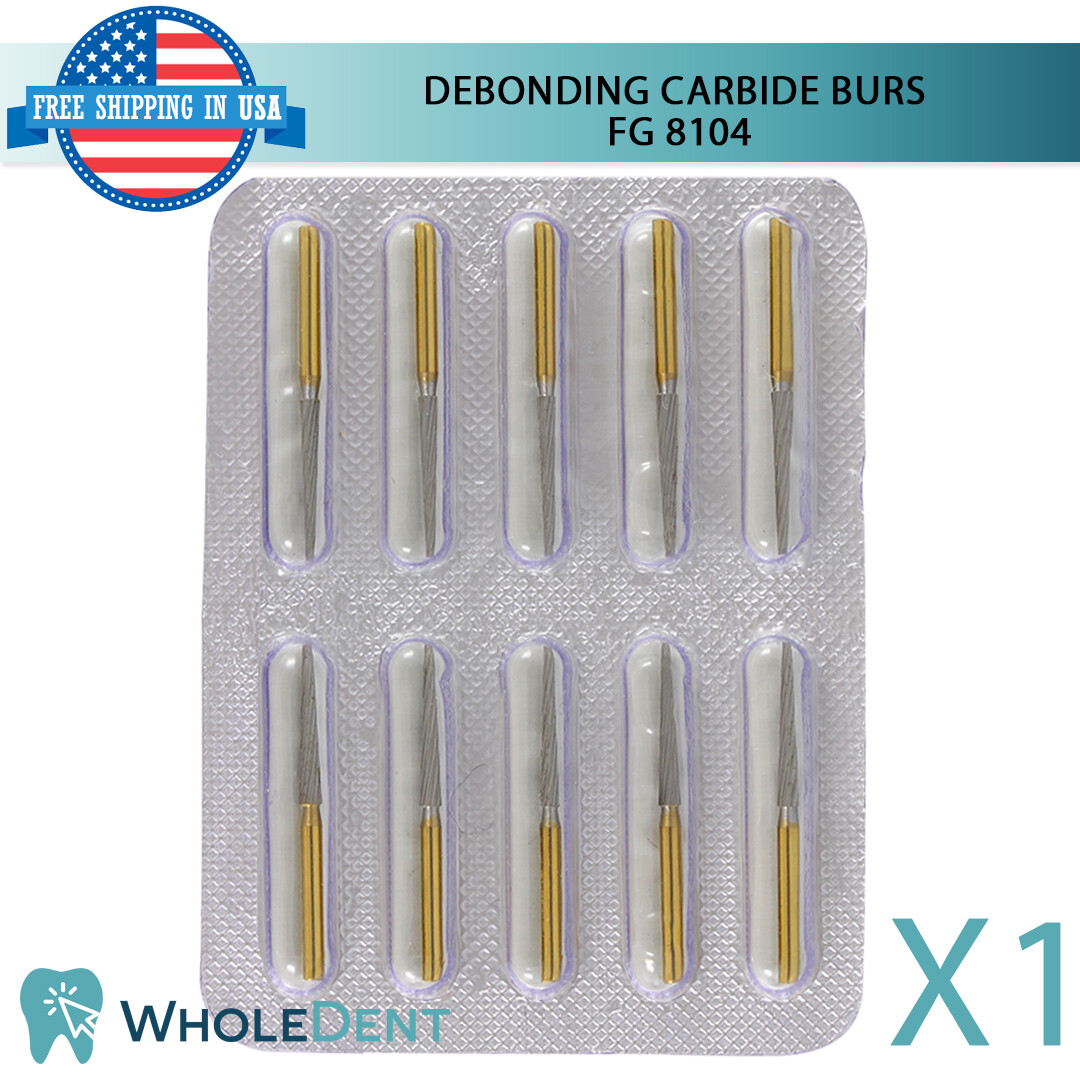 10x Orthodontic Dental Carbide Burs Bits Debonding Finishing Tapper FG 8104