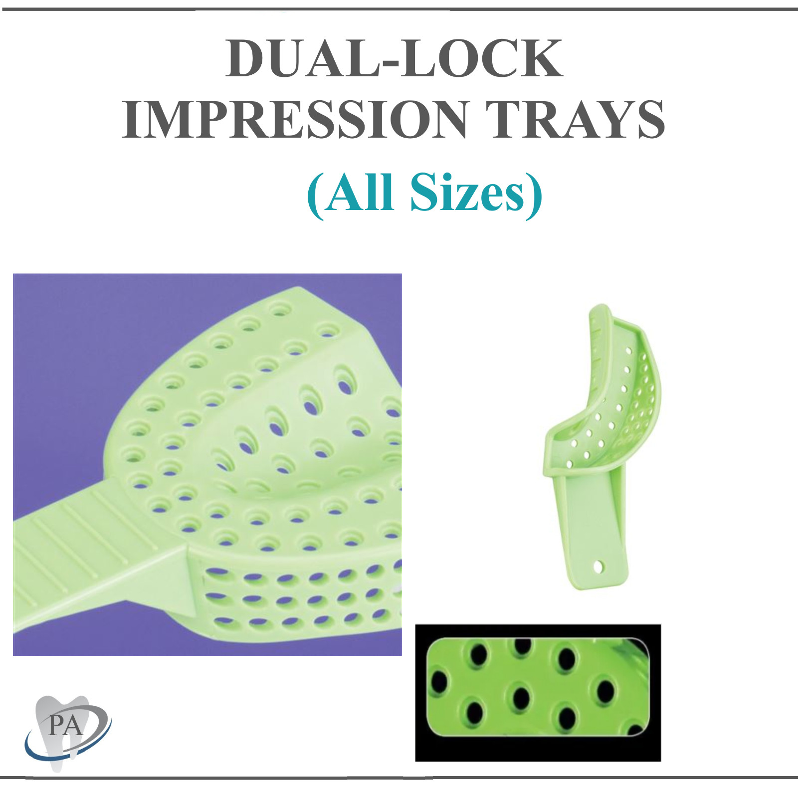 Disposable Dental Dual Lock Impression Trays With Rim Lock (CHOOSE SIZE) 12/Bag