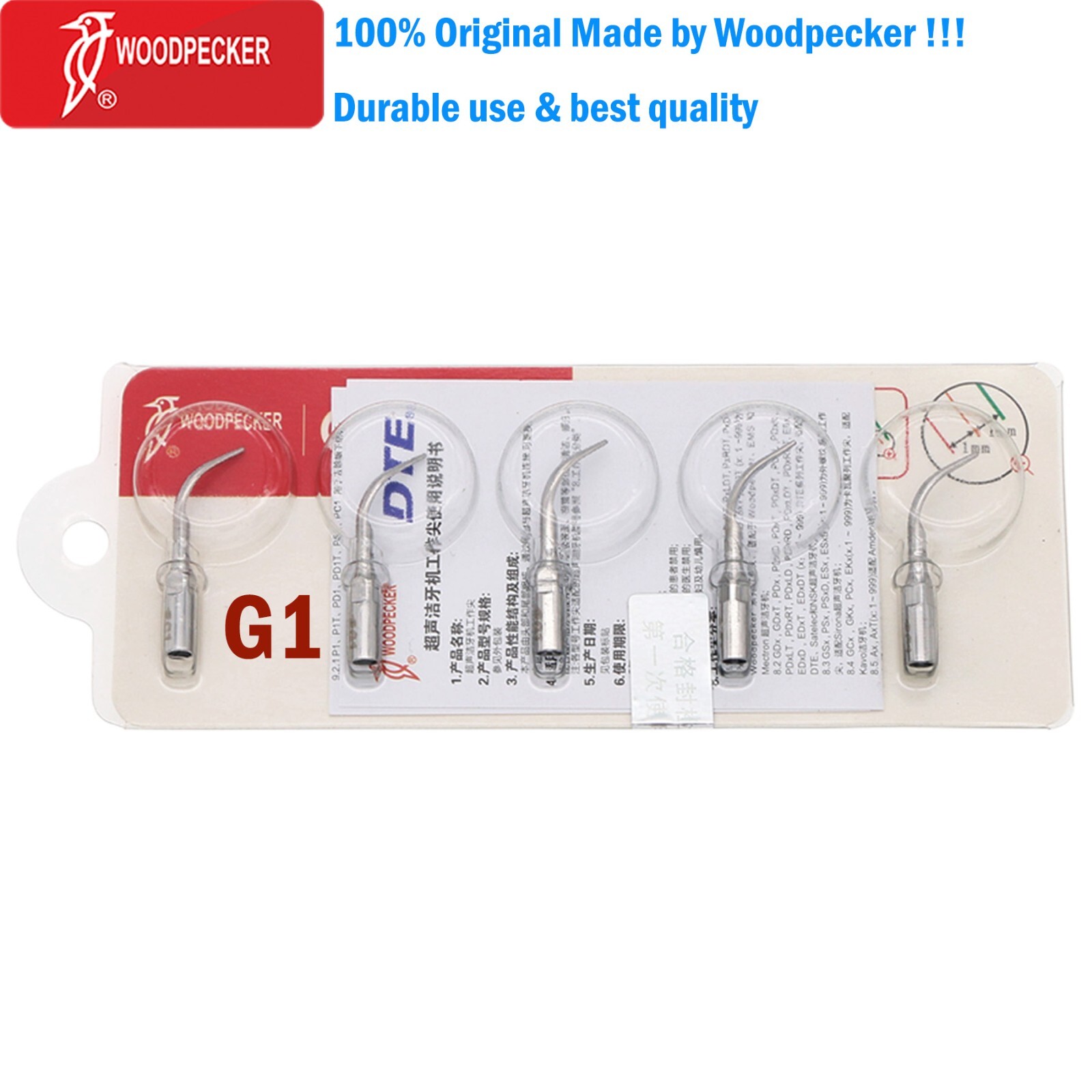 Woodpecker Dental Ultrasonic Piezo Scaler Scaling G1/P1 Tips fit EMS DTE SATELEC