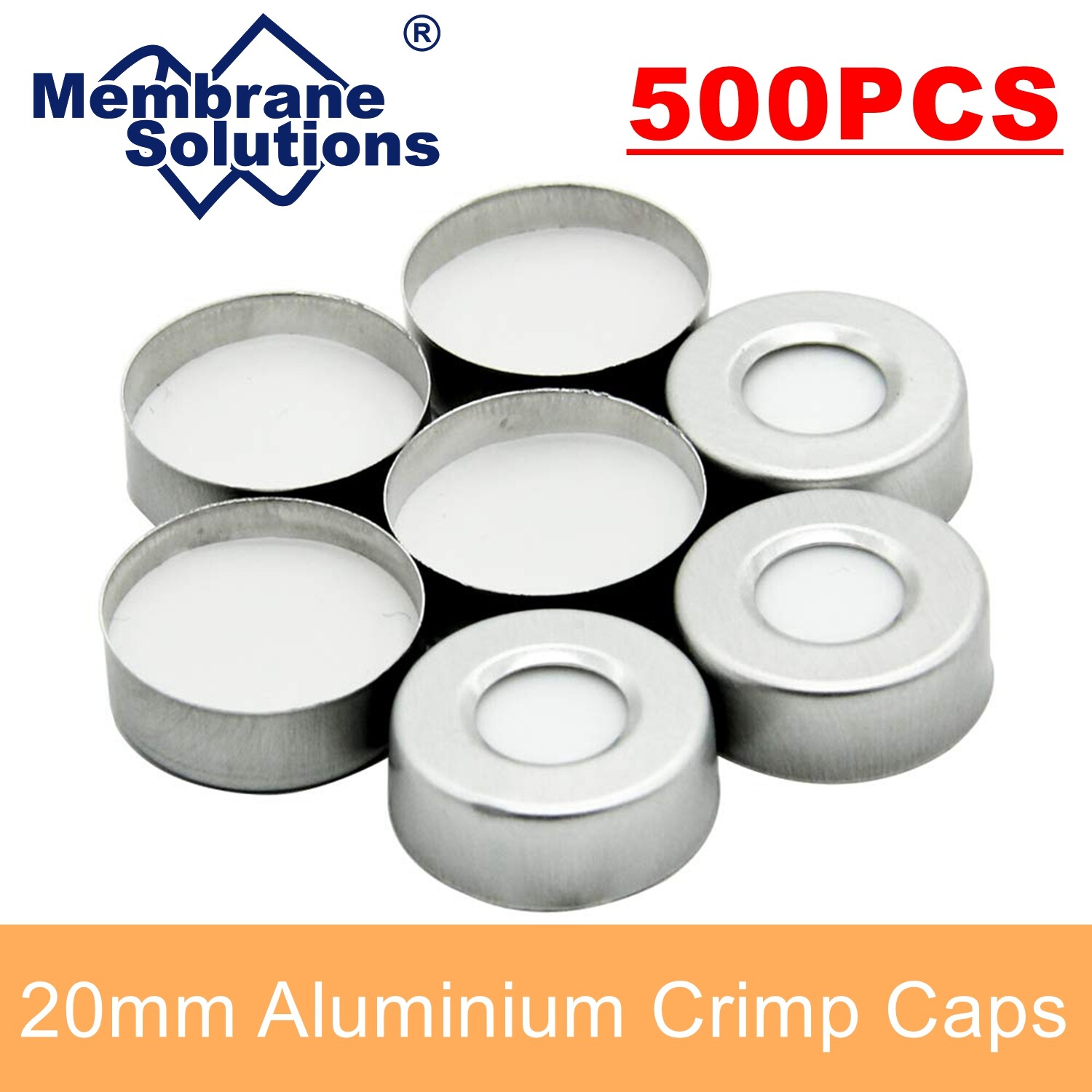 Simpure 500pcs 20mm Aluminum Crimp Seal Caps for 6ml 10ml 20ml Headspace Vials