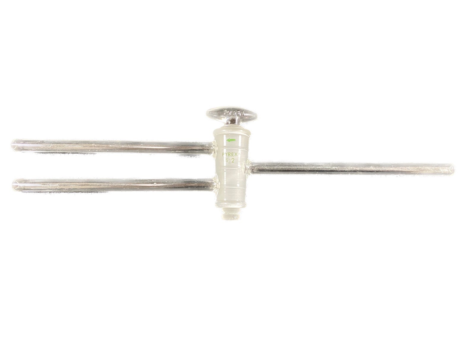 PYREX Glass Vacuum Stopcock 3mm Double Oblique Bore 280mm Length 8mm O.D. Stem