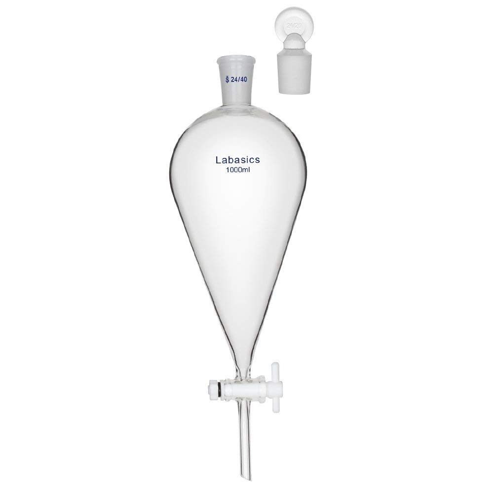 500ml Borosilicate Glass Conical Separatory Funnel with PTFE Stopcock