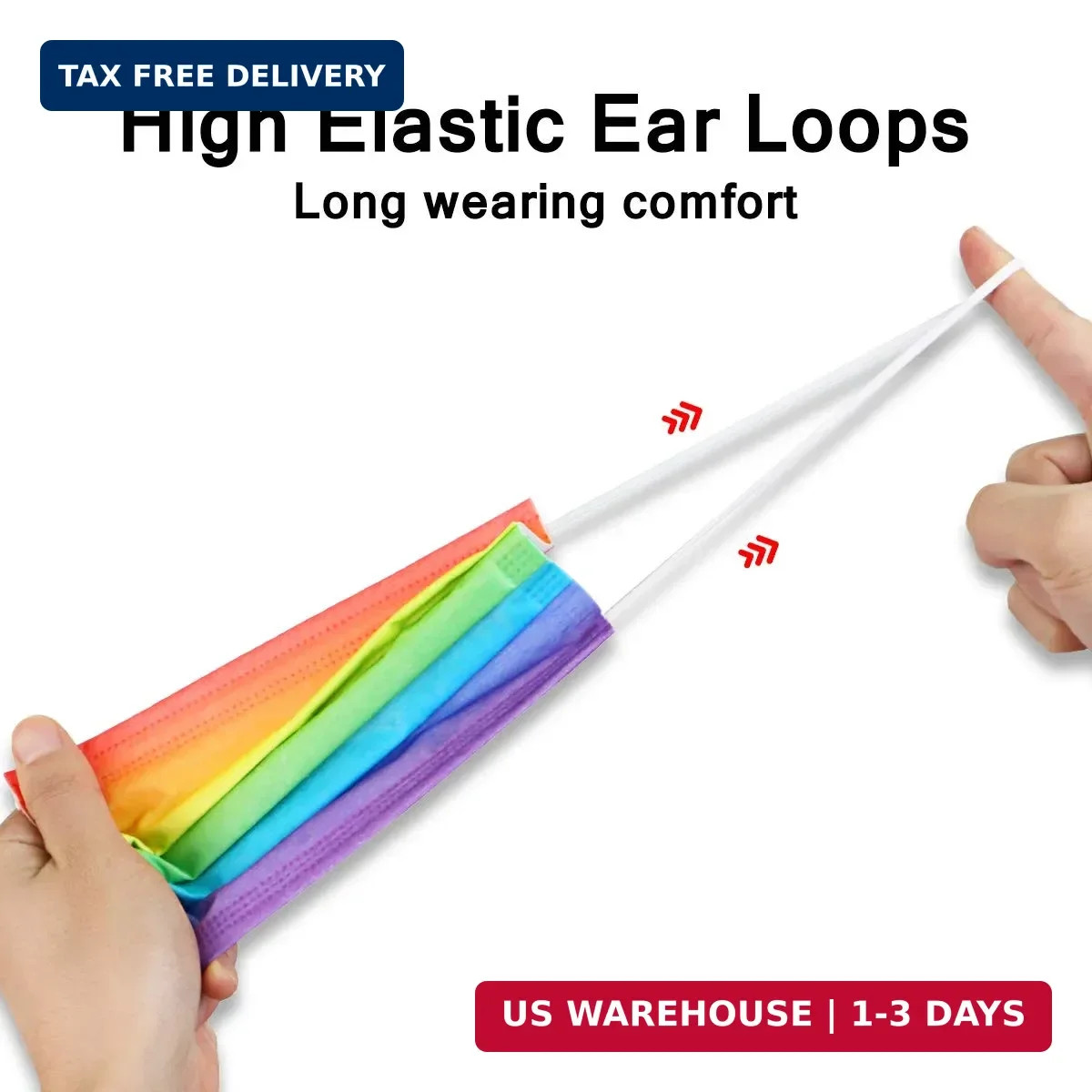50Pcs Rainbow Printed Disposable Face Masks for Adults 3-ply Face Mask Gradient