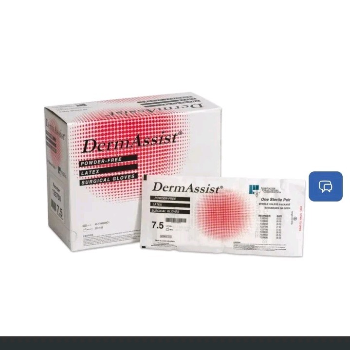 DermAssist Powder-Free Latex Surgical Gloves Size 8.0, 50 Pairs, MPN 133800