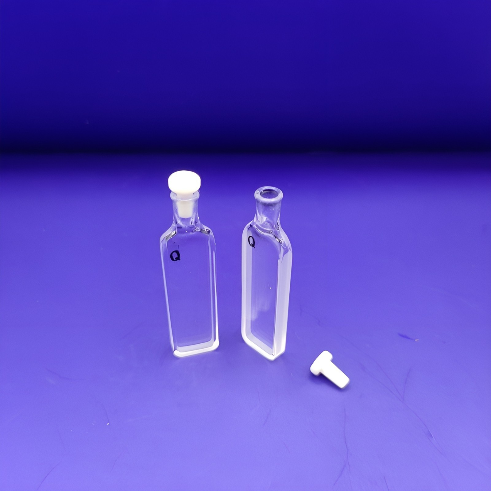 2pcs Quartz Cuvette 1mm PTFE Stopper 0.35mL For UV-VIS-NIR Spectroscopy