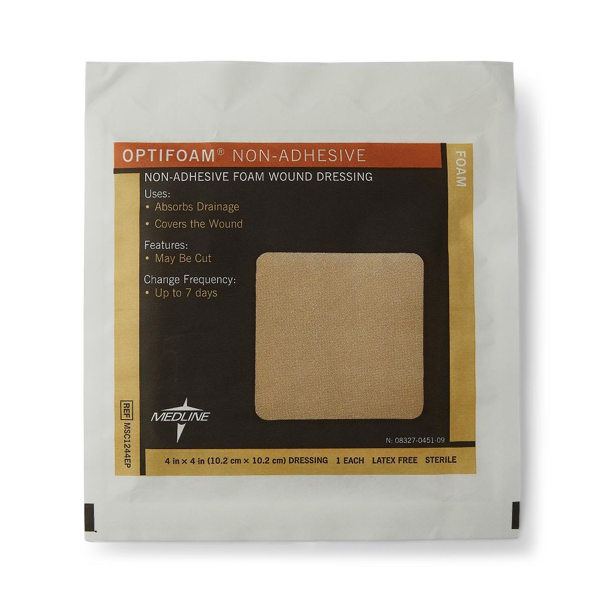 Optifoam Nonadhesive Foam Wound Dressing, 4″ x 4″, Each