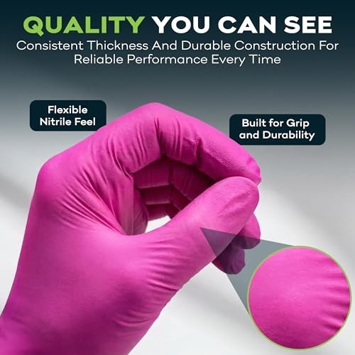 Fuchsia Hot Pink Nitrile Disposable Gloves – 3 Mil, Powder & Latex Free, Medical