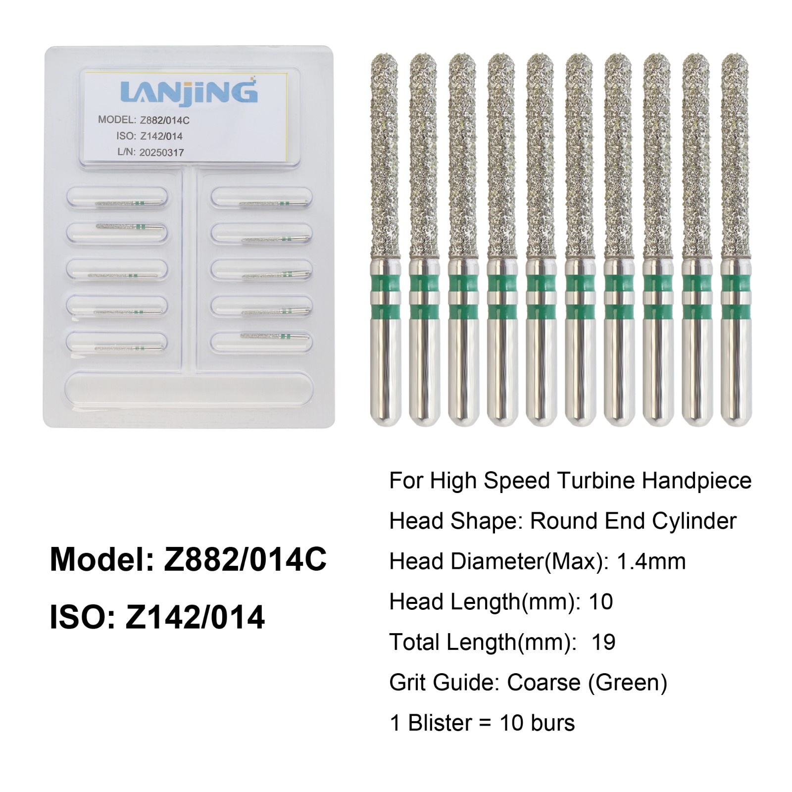 Dental Zirconia Diamond Burs FG Round End Taper Football Round Ball Fine Medium