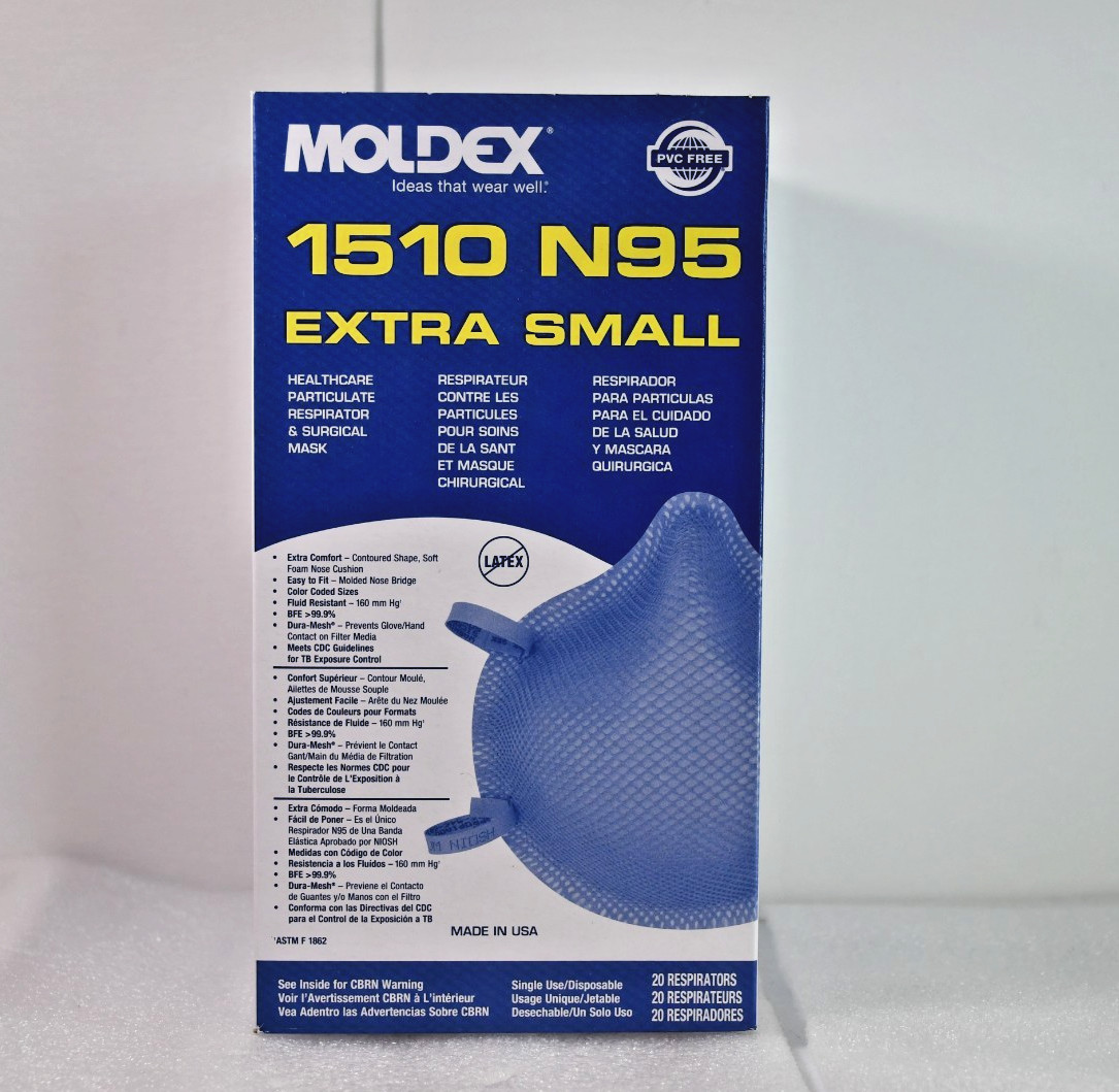N95 Moldex 1500 Respirator Dust Flu Face Masks, NIOSH Approved, 20 Pack, Free Sh