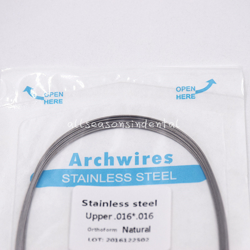 10 Pack Dental Ortho Stainless Steel Rectangular Arch Wires Natural 16*16 Upper