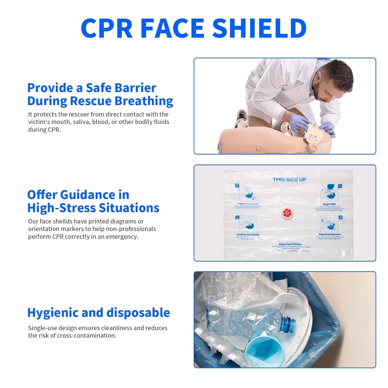 CPR Face Shield with Keyring (6 Pack), CPR Pocket Mask for Emergency Kit Black