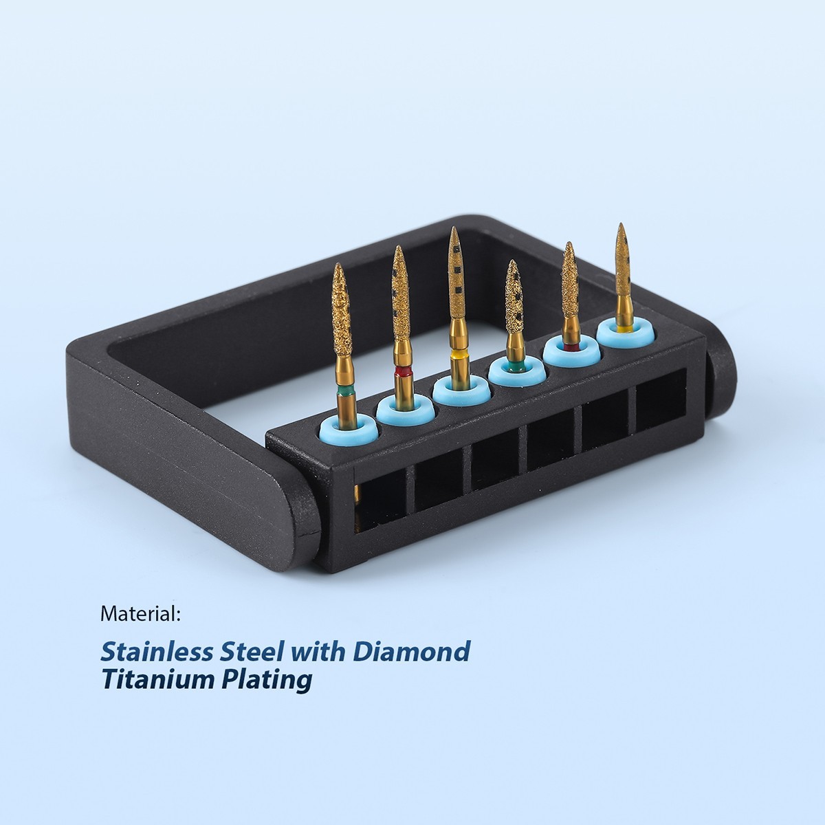 AZDENT Dental BOPT Vertical Preparation Diamond Burs FG 1.6mm Titanium Plating