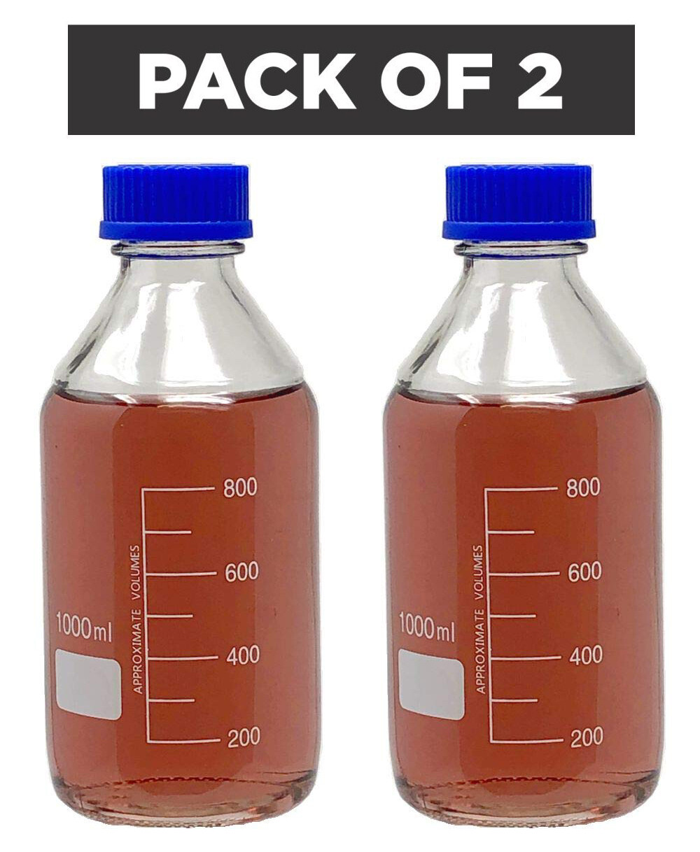 1000ml Glass Round Media Storage Bottles with GL45 Screw Cap, Borosilicate Glass