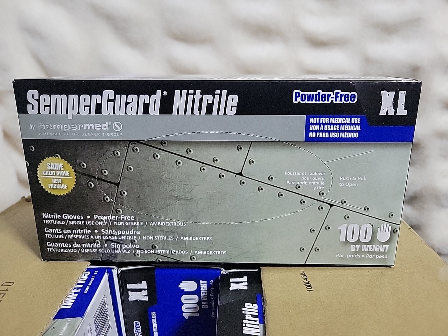 100 Sempermed INIPFT105 SemperGuard Nitrile Glove, Powder-Free, X-Large, Blue