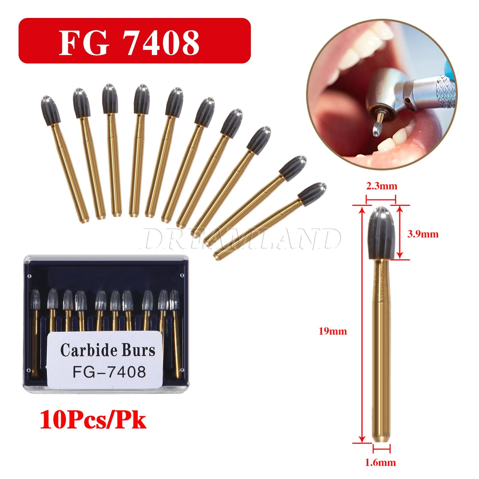 Dental Tungsten Carbide Burs Trimming & Finishing Egg FG-7404 FG-7406 7408 USA
