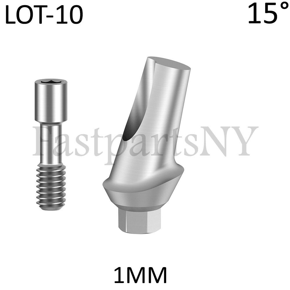 Lot x 10 Angled 15 degree Titanium Abutment hex 2.42 shoulder screw 1 mm