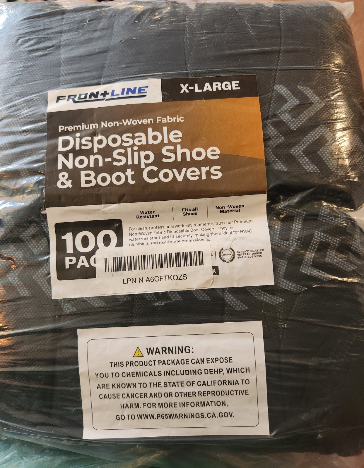 Frontline Disposable Shoe Cover 100 Pack Non-Slip Water Resistant XL
