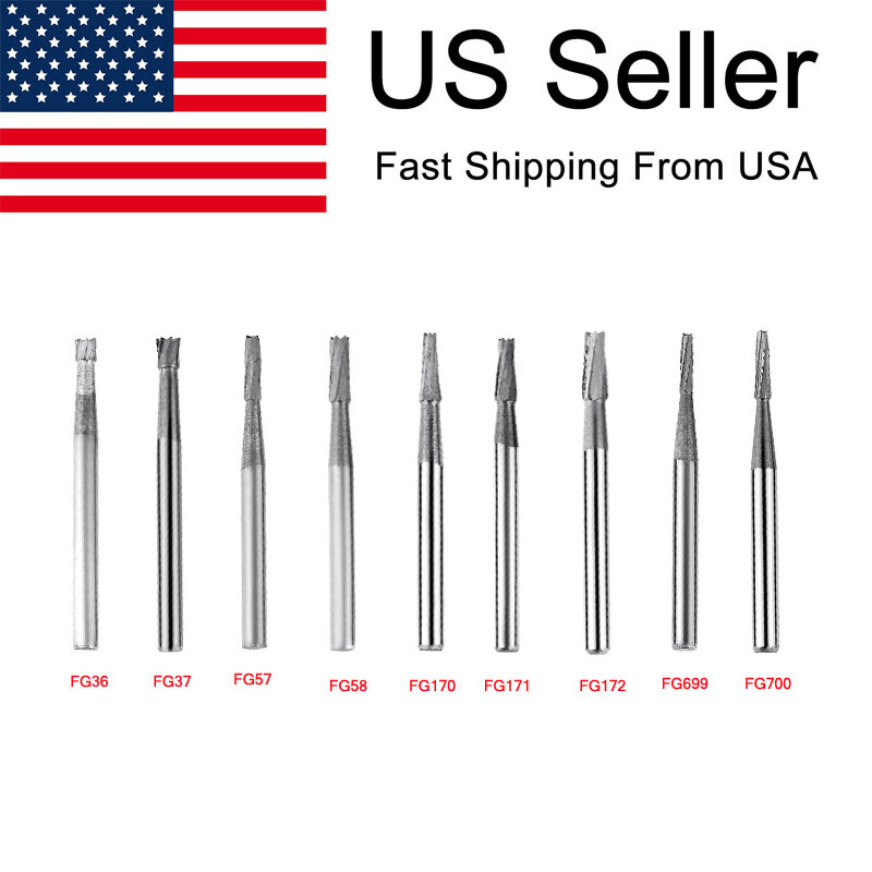 10Pcs/Box Dental Carbide Burs FG Round Clinic Drills for High Speed Handpiece