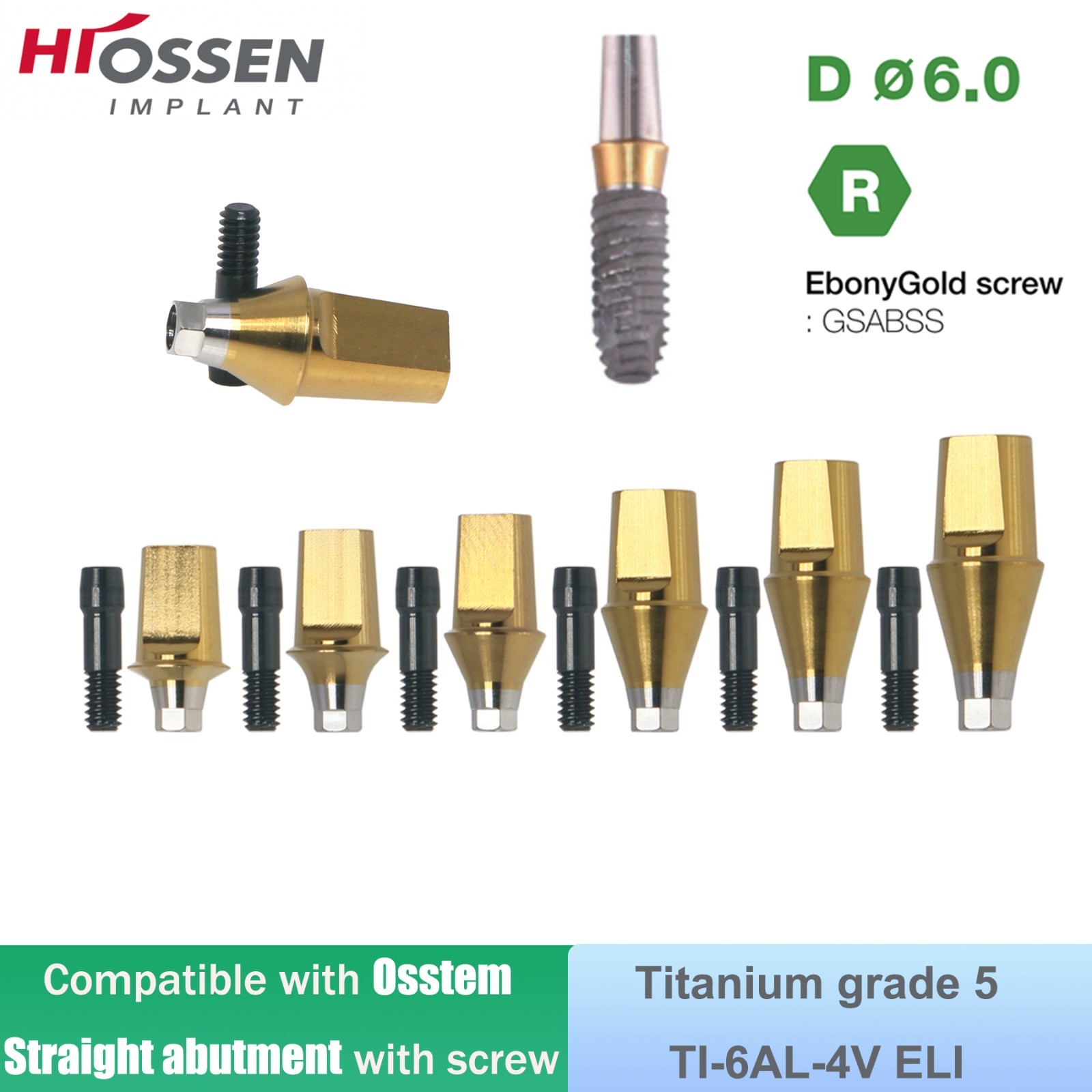 US Dental Straight Transfer & 17° Angled Anatomic Abutment Fit Hiossen/Osstem