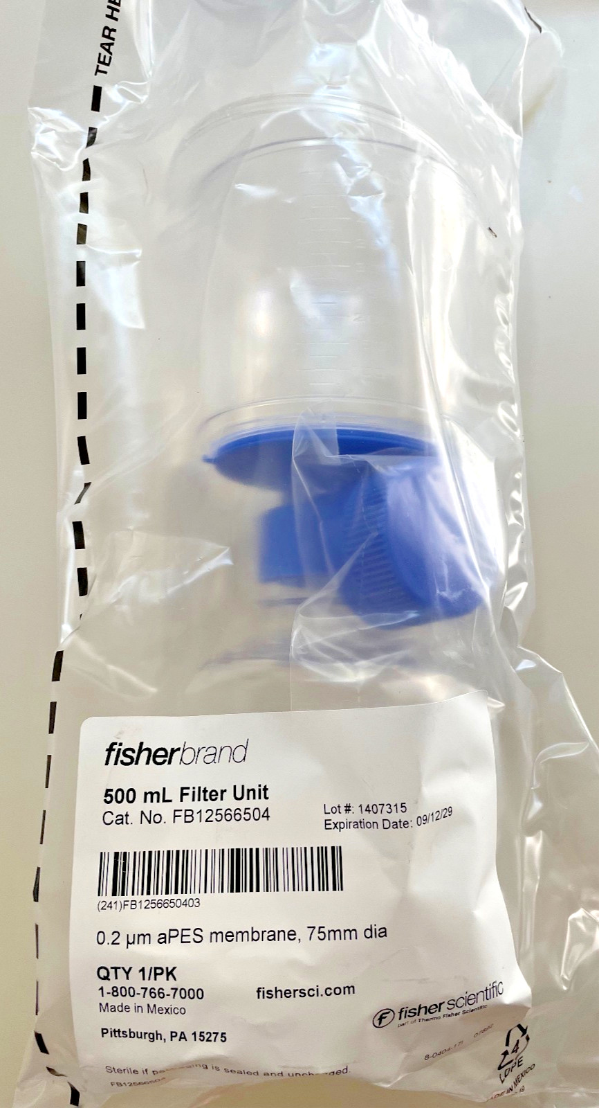 VACUUM FILTERS – Fisherbrand FB12566504 PES 0.20μm 500mL EXP 2029 !!! – LOT of 4