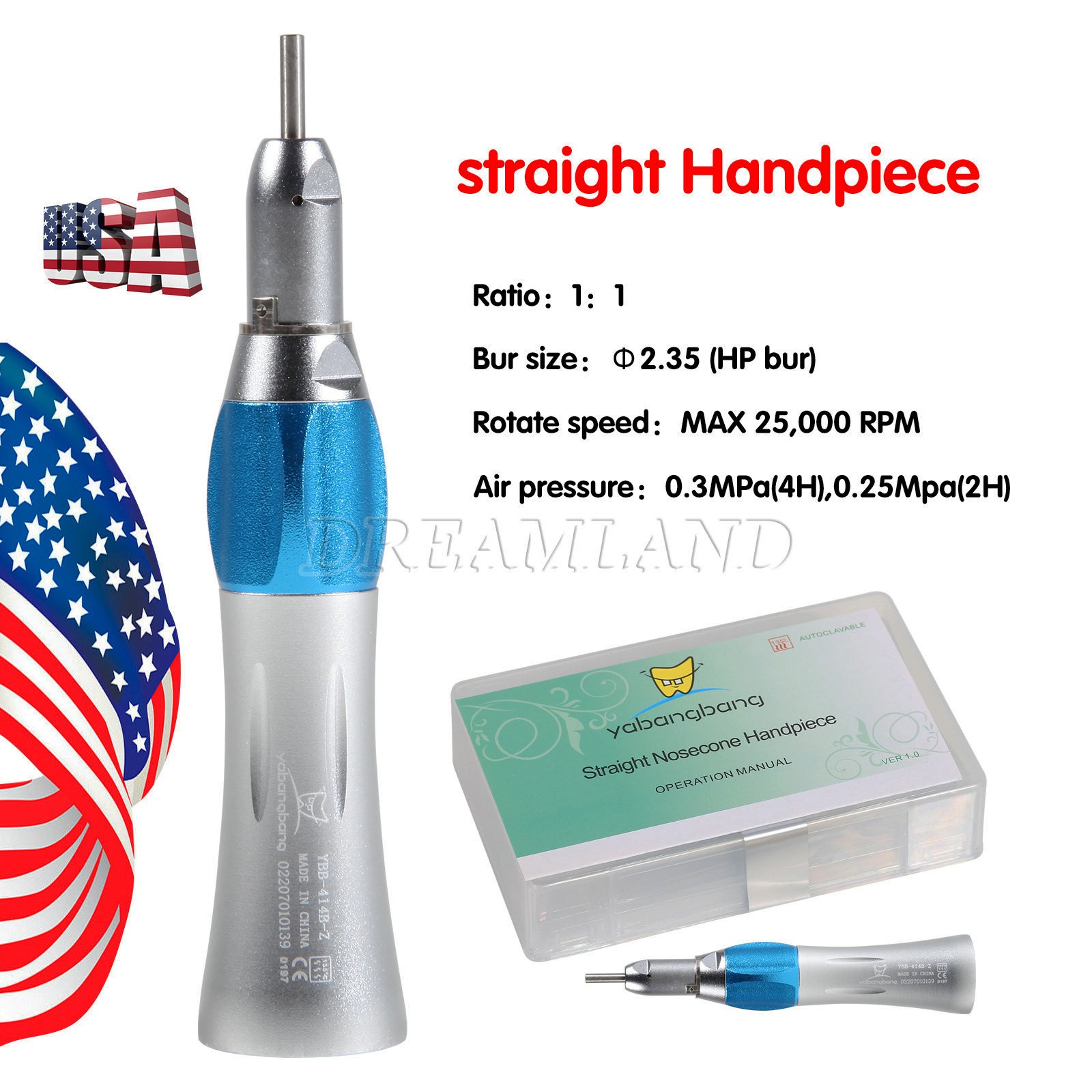 NSK Style Dental Slow 4:1/1:1 Low Speed Handpiece Contra Angle Straight 2/4Hole