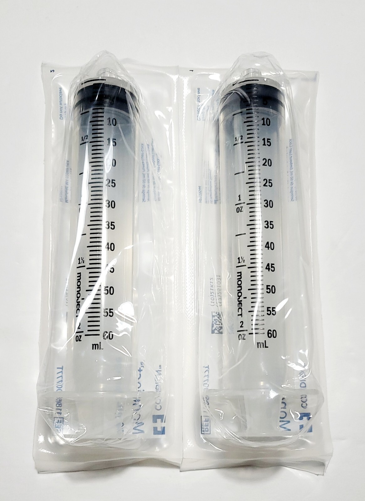 5Pk 60ml Syringe LuerLock Tip – NO NEEDLE – Sterile Covidien 118600777T Monoject
