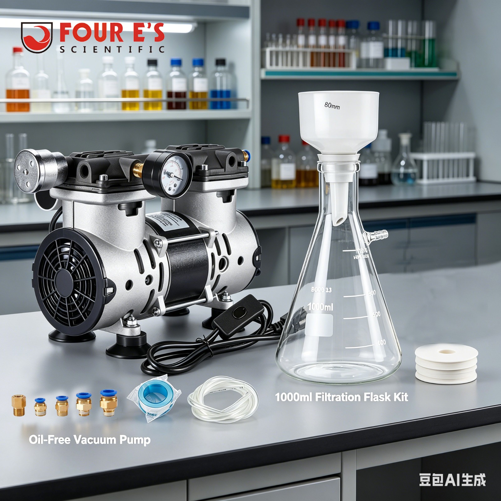 380W 85 L/min Lab Vacuum Pump 1L Lab Vacuum Filtration Buchner Funnel Filtering