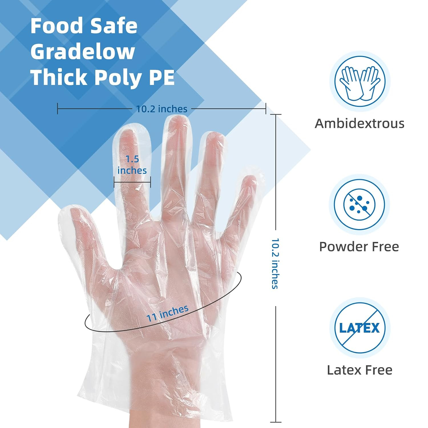 Clear Plastic Food Prep Gloves – 500 Count, Food Safe, One Size Fits Most