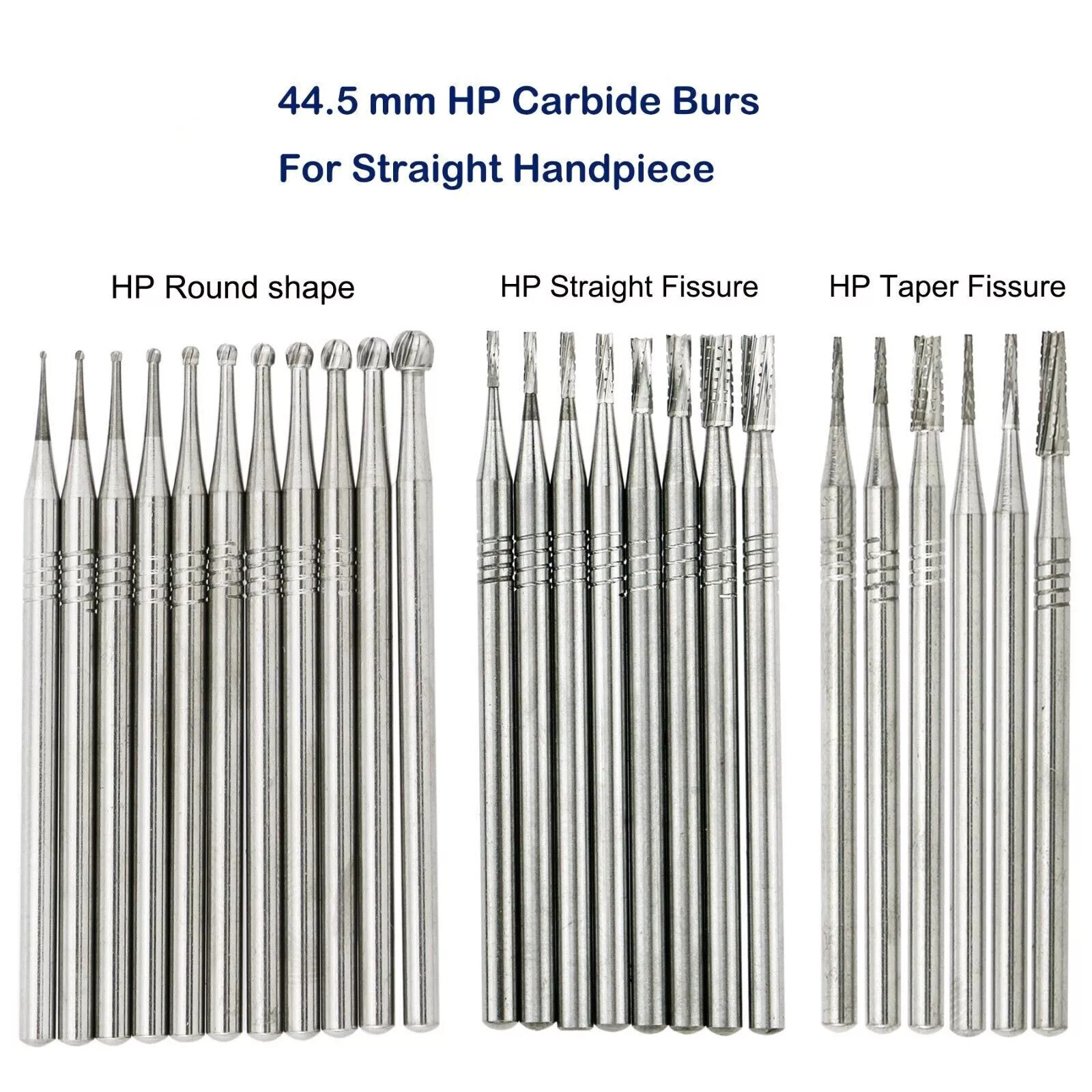 6 Pcs/Pack Dental Straight Handpiece Tungsten Carbide Burs Drill 44.5mm 29 Types
