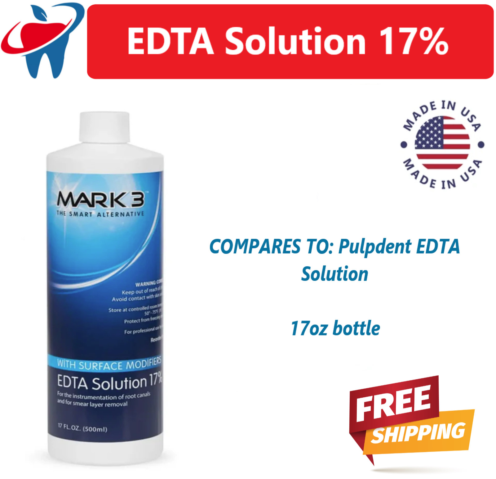 Mark 3 Surface Modifiers EDTA Solution 17% Dental Use for Root Canal – 500ml 1/3
