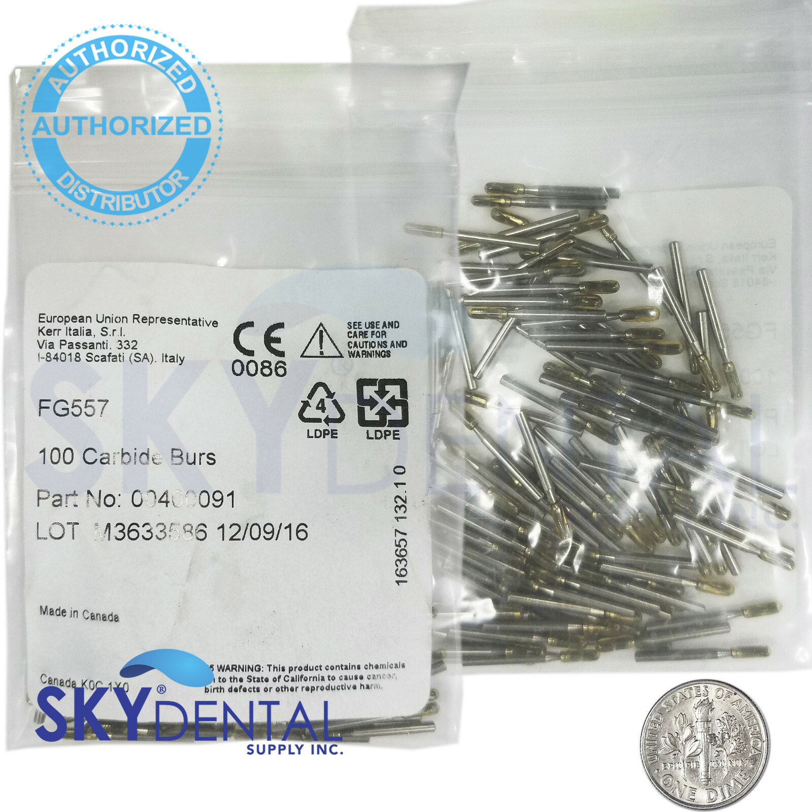 FG557 Carbide Burs Beavers Dental (100-10 Pack) Flat End Cross Cut Fissure