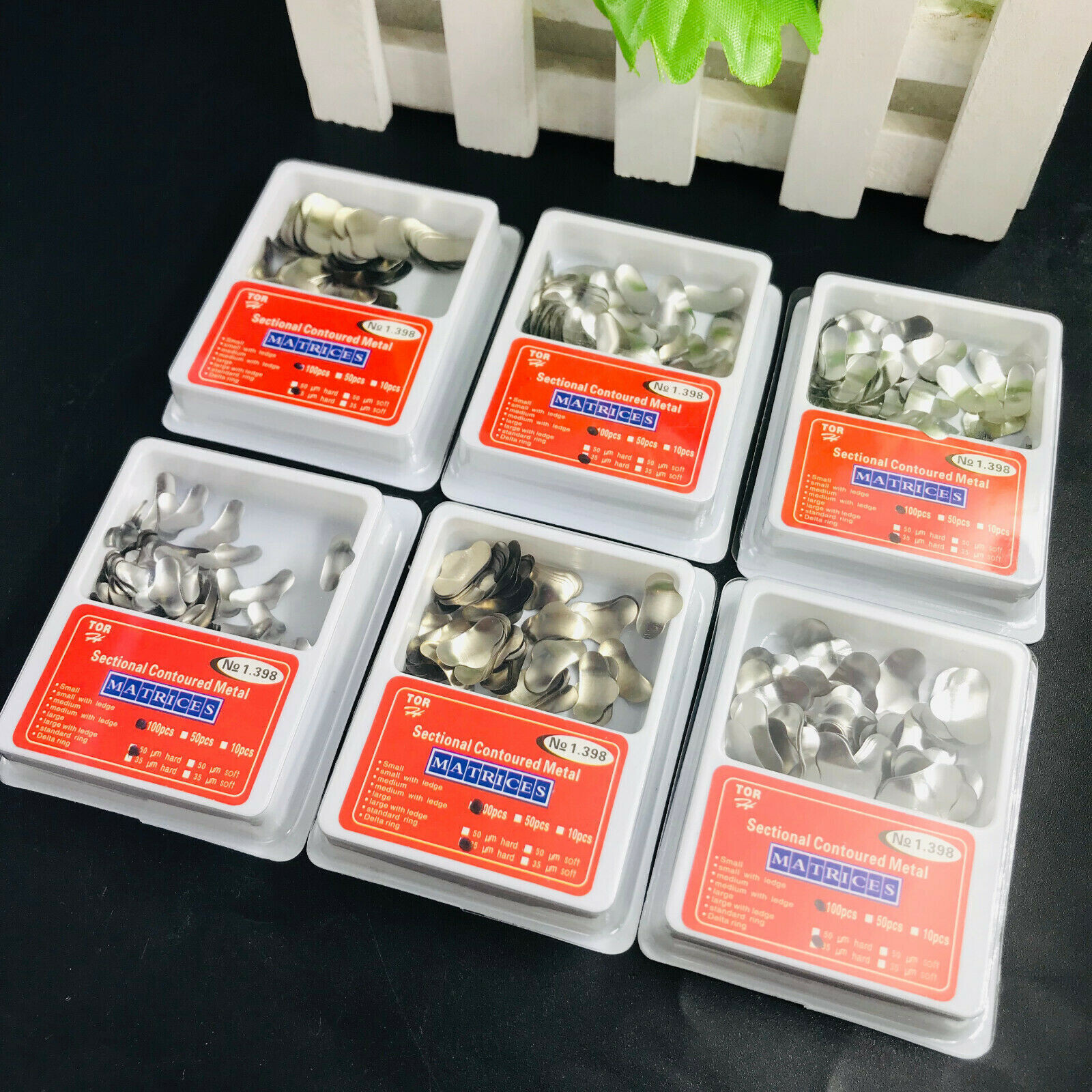 100×Dental Matrices Sectional Contoured Metal Hard Band Matrix Refill 35μm S/M/L