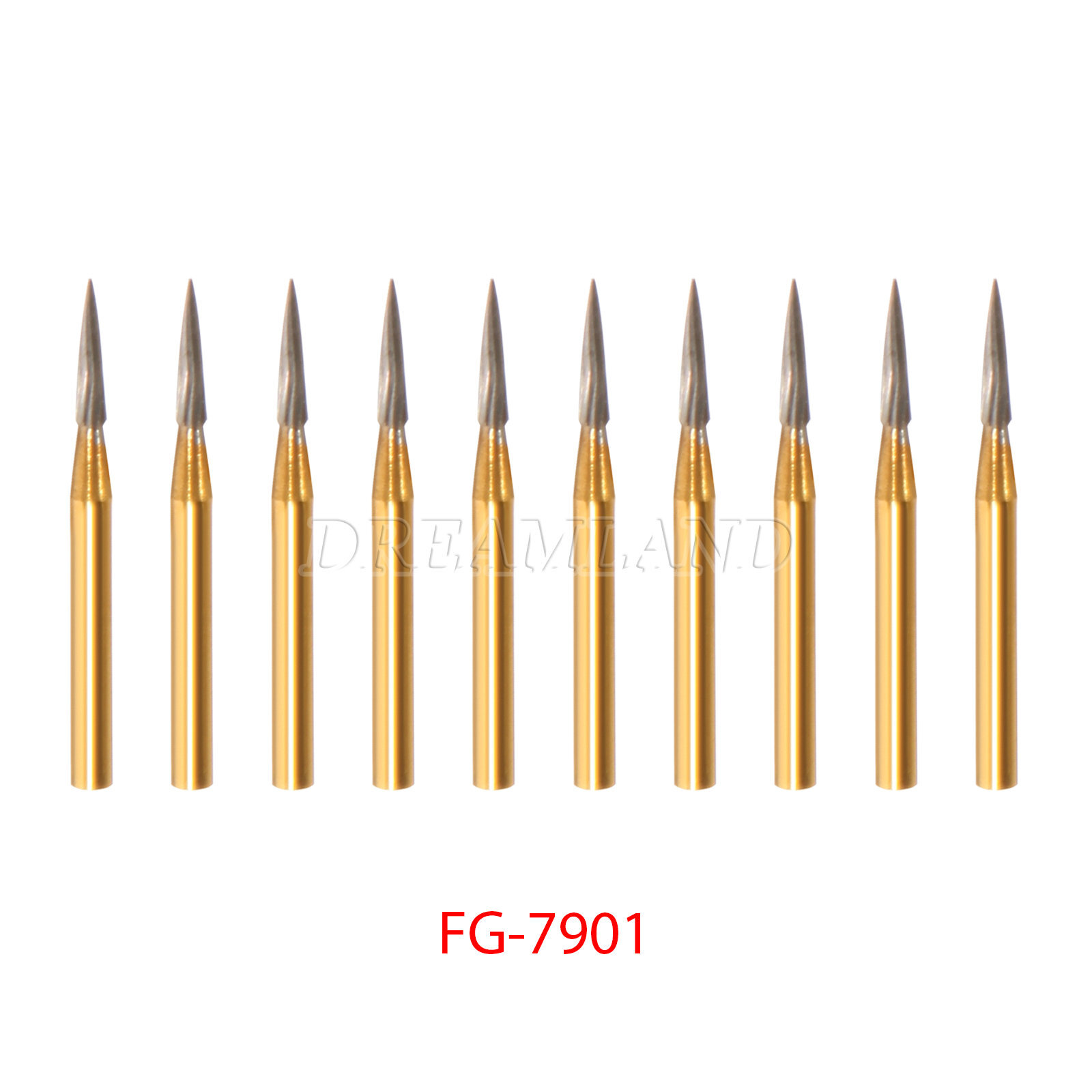 Dental Tungsten Carbide Gold Burs Trimming & Finishing Polishing Flame FG7901 JJ