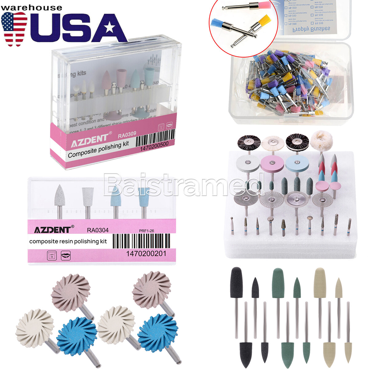 Dental Composite Polishing Kit Resin Ceramics Porcelain Kit RA/HP Diamond System