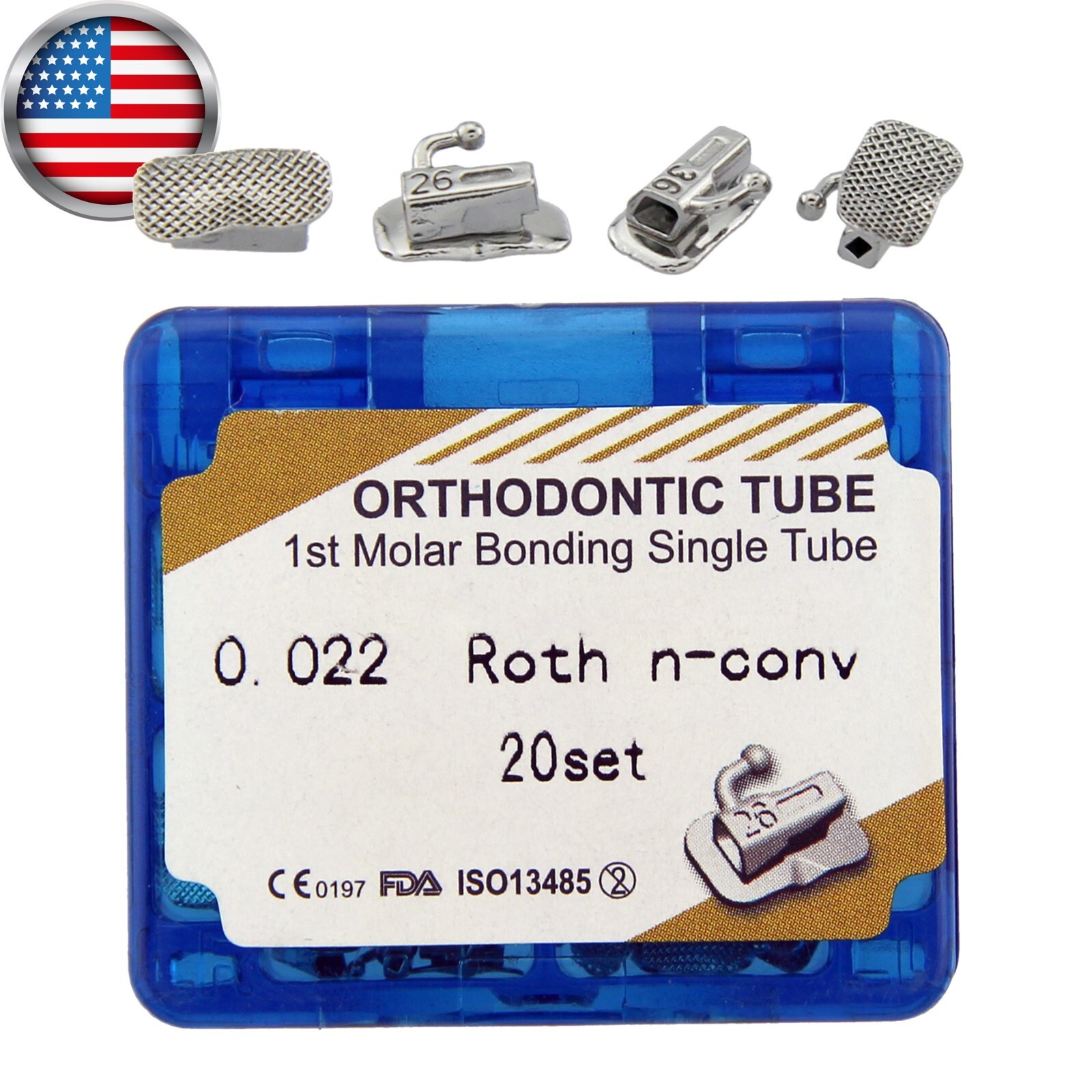 200Pcs Orthodontic Buccal Tubes Tubo Ortodoncia 1st 2nd Molar Roth MBT Brackets
