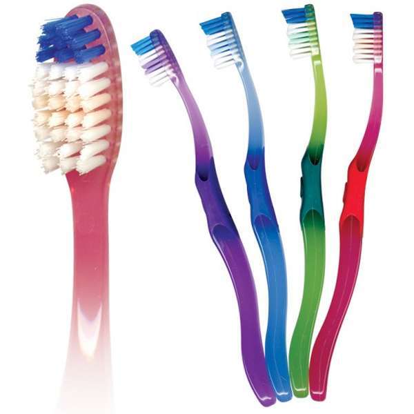 630 Compact Head Soft Toothbrush, 34 Tufts, Assorted Colors,Cello Wrapped,100/Bx