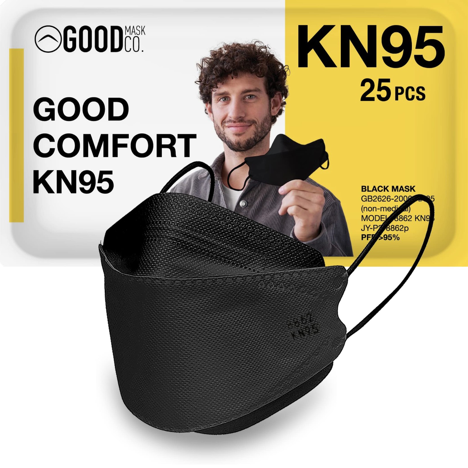 Good Co. Good Comfort KN95 , Disposable, Folding, Comfortable, Bulk (25 Pack,…