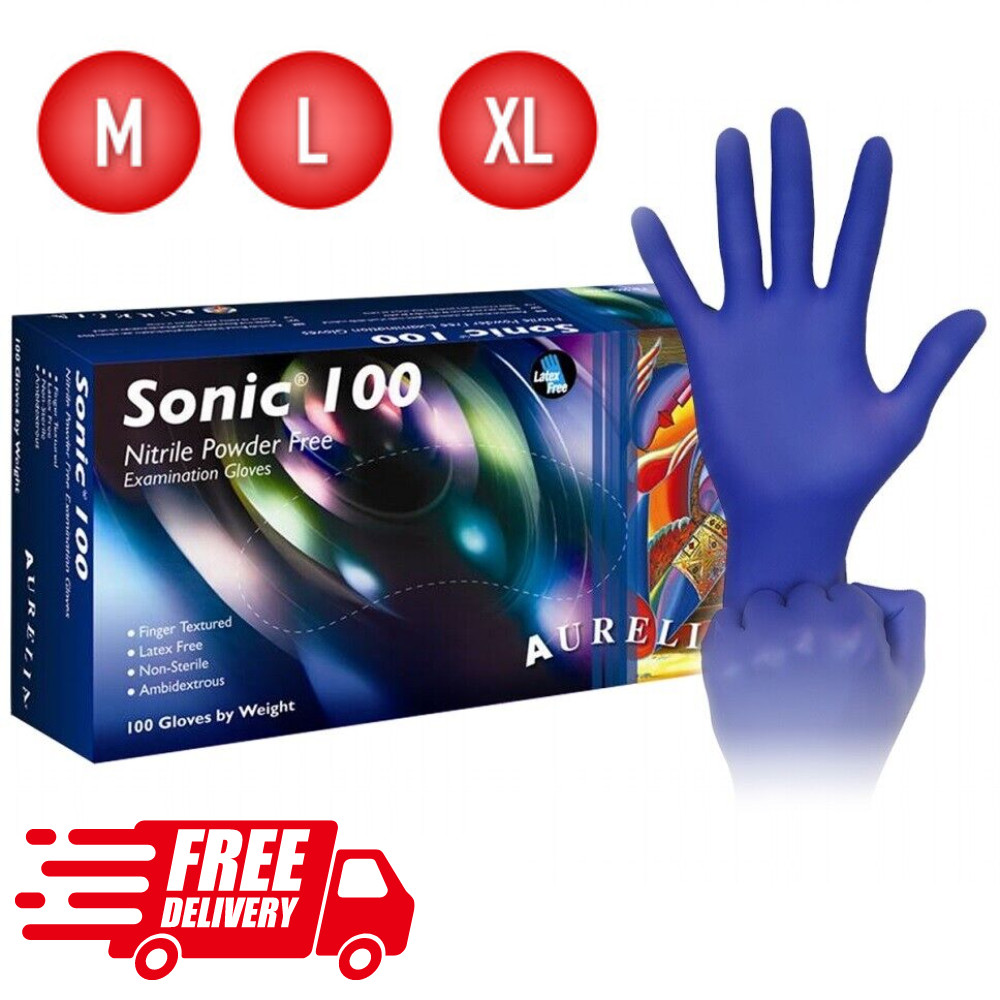 UP TO 1000 Aurelia Nitrile Blue Exam 2.2 Powder Free Gloves Medical CHOOSE SIZE