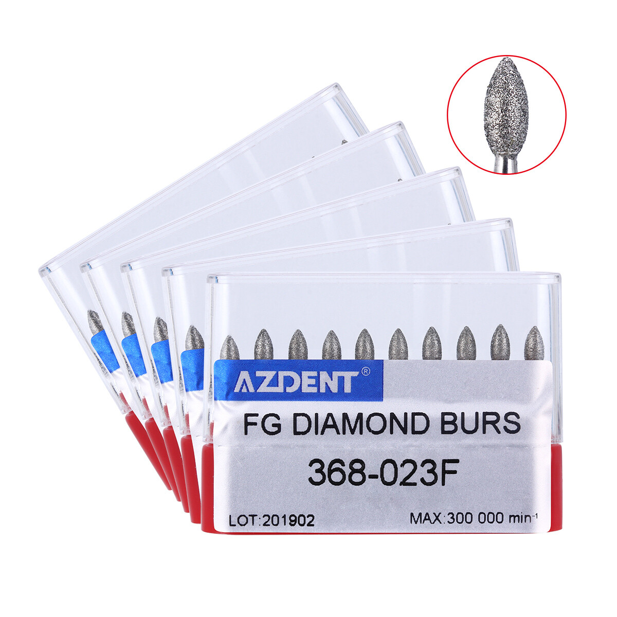 10Box AZDENT Dental Diamond Polishing Burs Football Fine #368-023F RED 10pcs/box