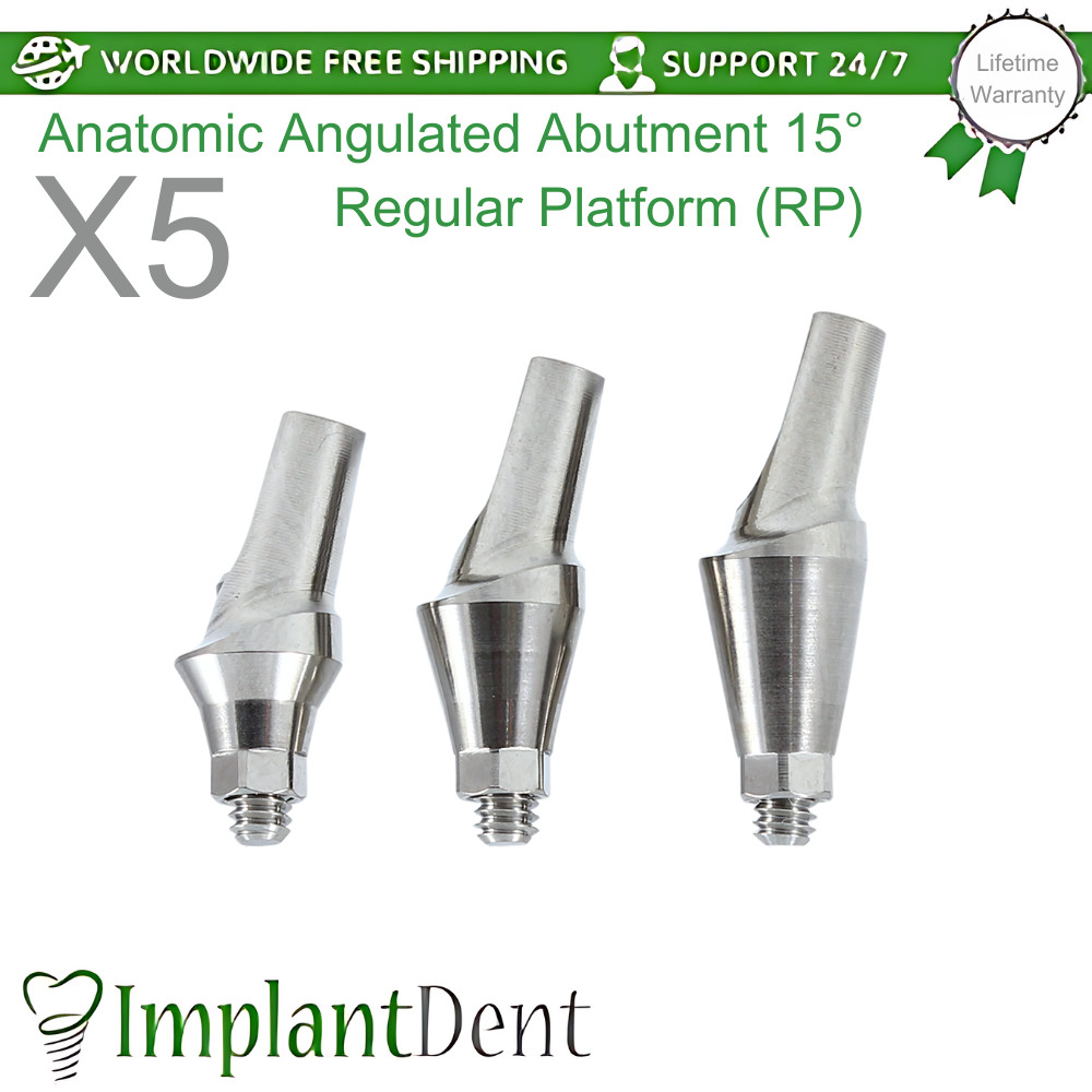 5x Anatomic Angulated Dental Prosthetics 15° Regular Platform (RP) Conical Hex