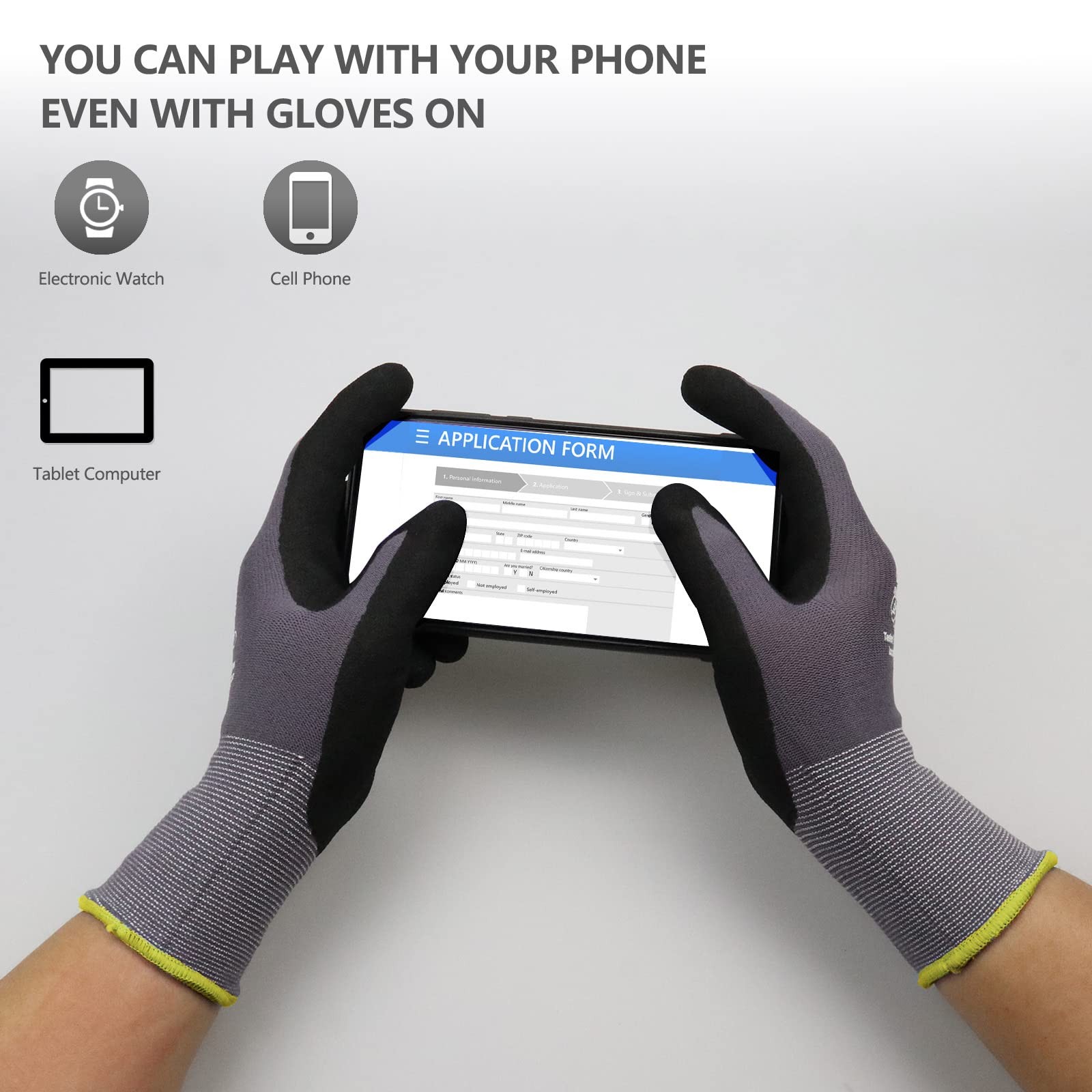 Loccef Work Gloves Microfoam Nitrile Coated-6 Pairsseamless Knit Nylon