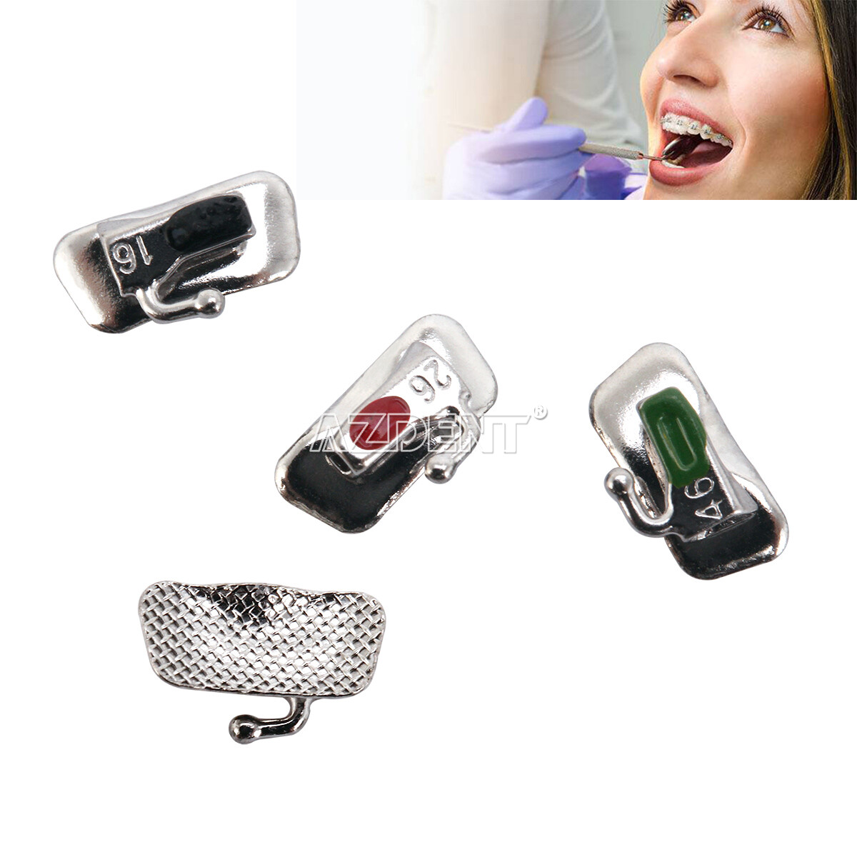 AZDENT Dental Orthodontic Bondable Buccal Tubes MBT/Roth 022 1st Molar Non-Conv