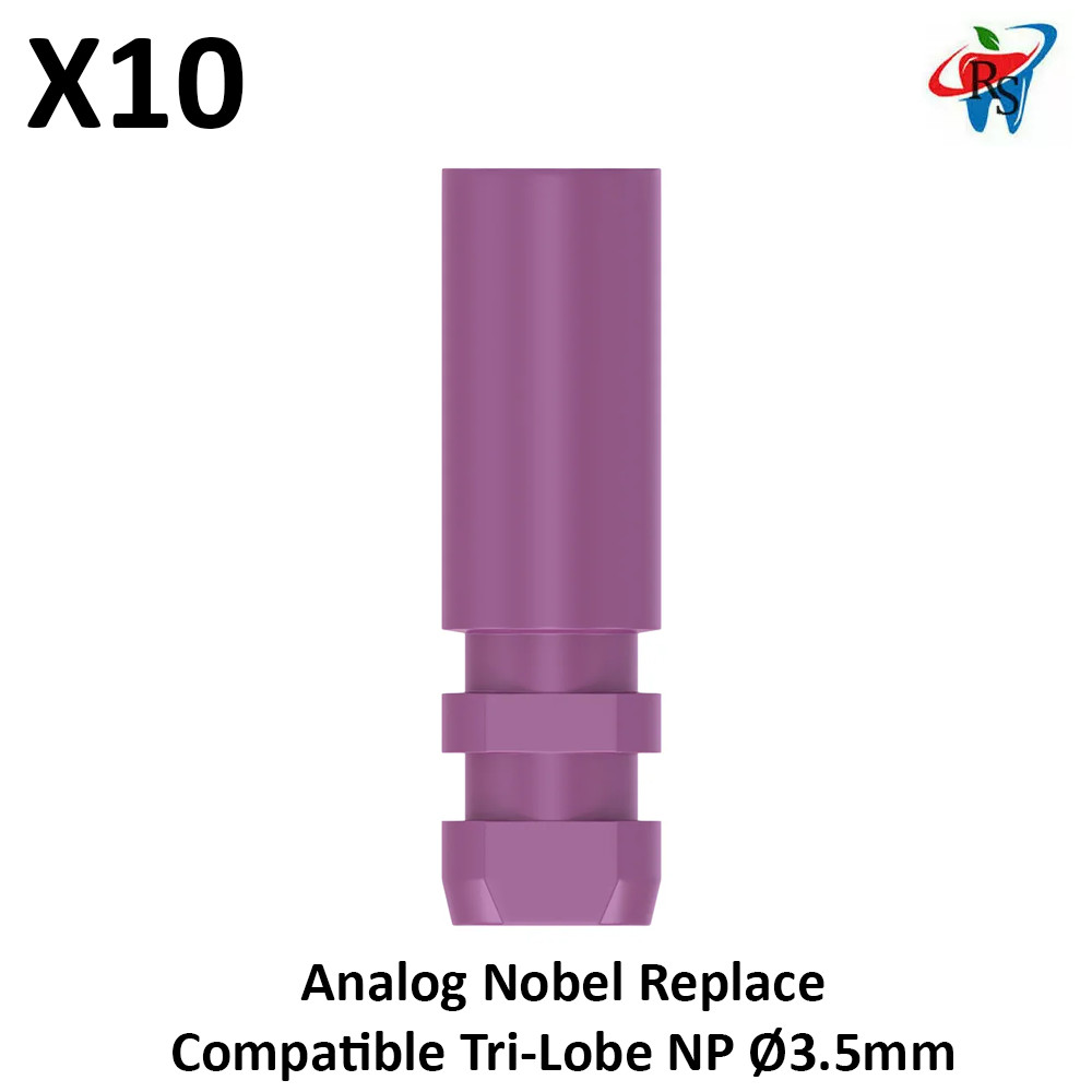 10x Dental Analog N0bel Replace Compatible Tri-Lobe NP Ø3.5 Titanium Lab Replica