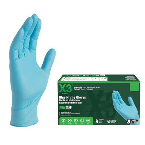 X3 NITRILE DISPOSABLE INDUSTRIAL-GRADE GLOVES, SIZE: MEN M – BLUE